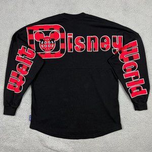 Walt Disney World T Shirt Small Black Red Spirit Jersey Long Sleeve Mickey Mouse